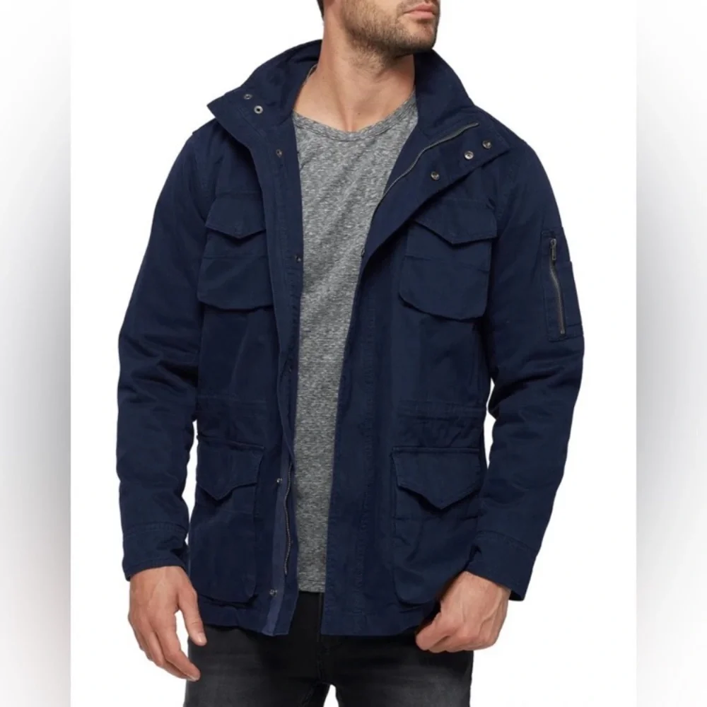 Tommy Hilfiger Warm Lined Utility Performance Coat Navy Blue Jacket Size Medium